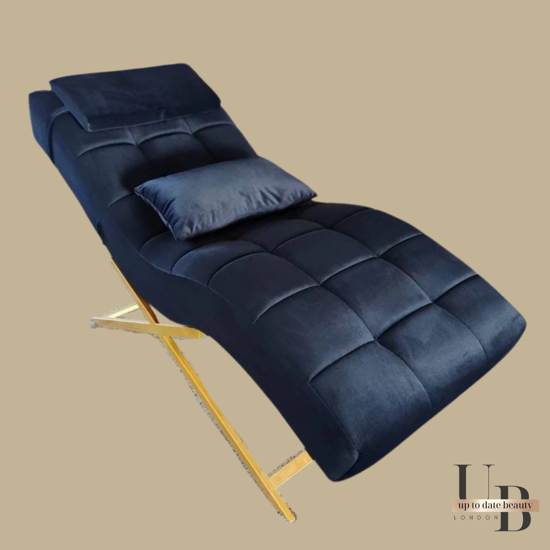 Modern Black Velvet Aesthetic Treatment Bed with wooden Legs