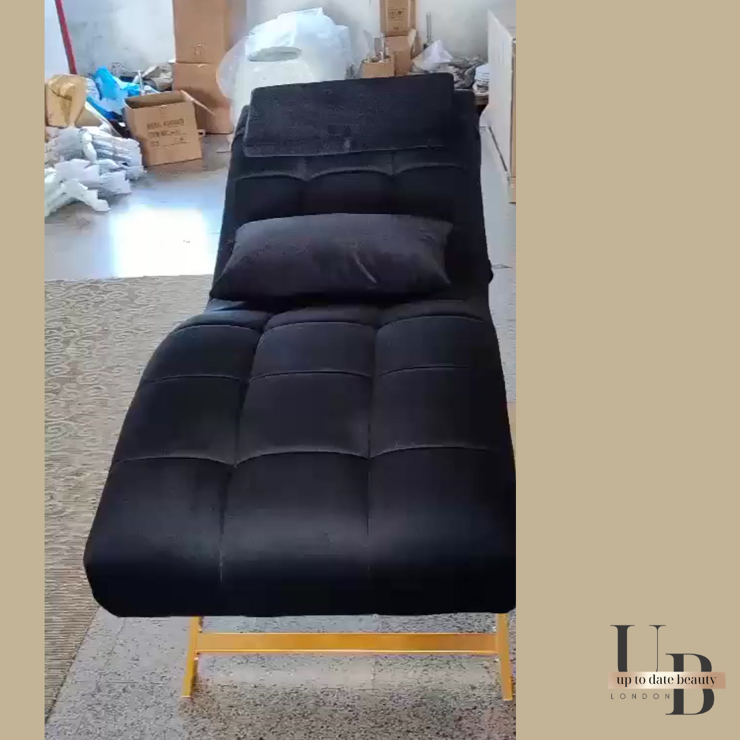 Modern Black Velvet Aesthetic Treatment Bed with wooden Legs