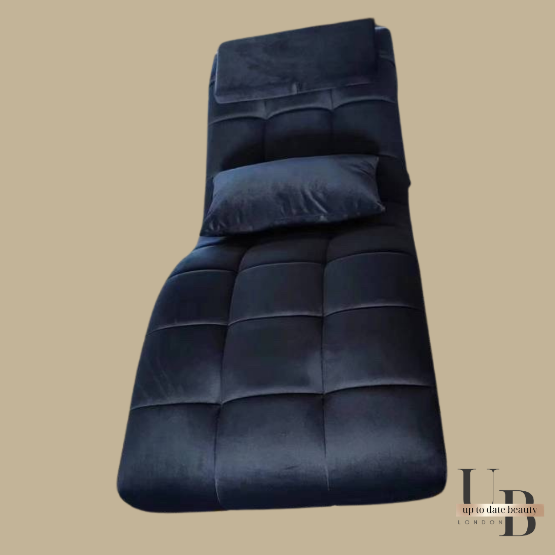 Modern Black Velvet Aesthetic Treatment Bed with Steel Legs